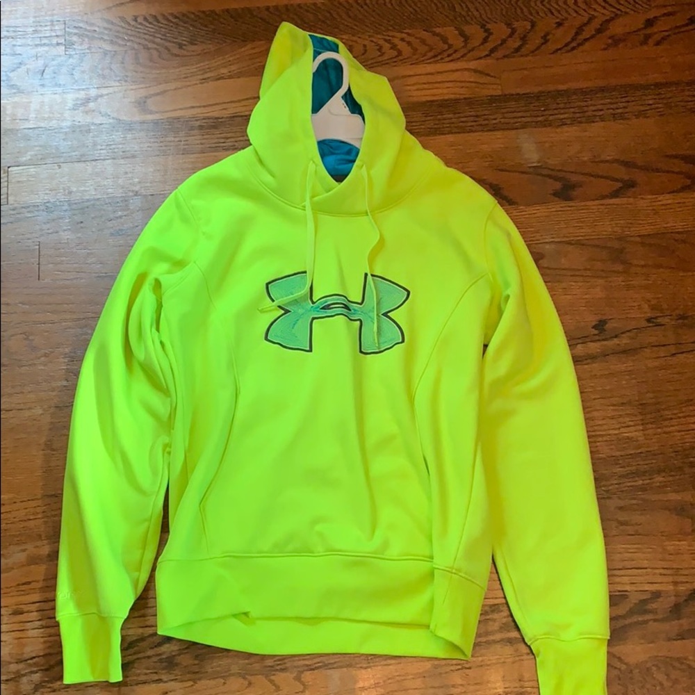 Bright neon and blue under armour hoodie